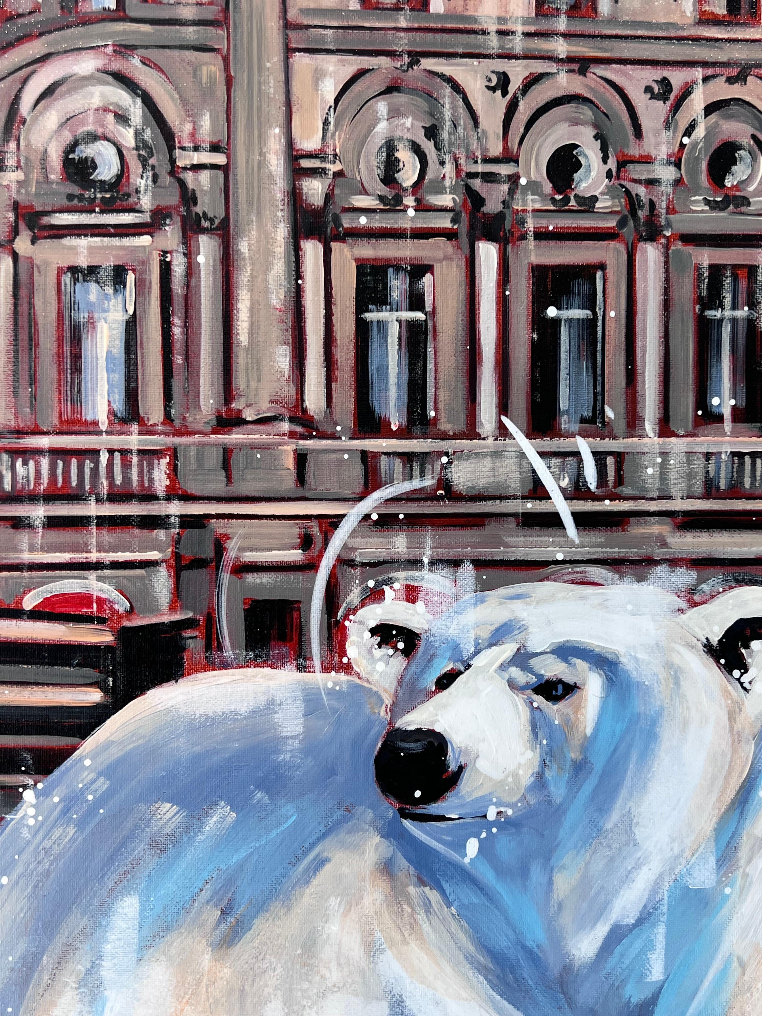 Shaftesbury Fountain - originale surreale Stadtlandschaft - zeitgenössische Kunst – Painting von Nathan Neven