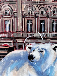 Shaftesbury Fountain-original surreal cityscape painting- contemporary art