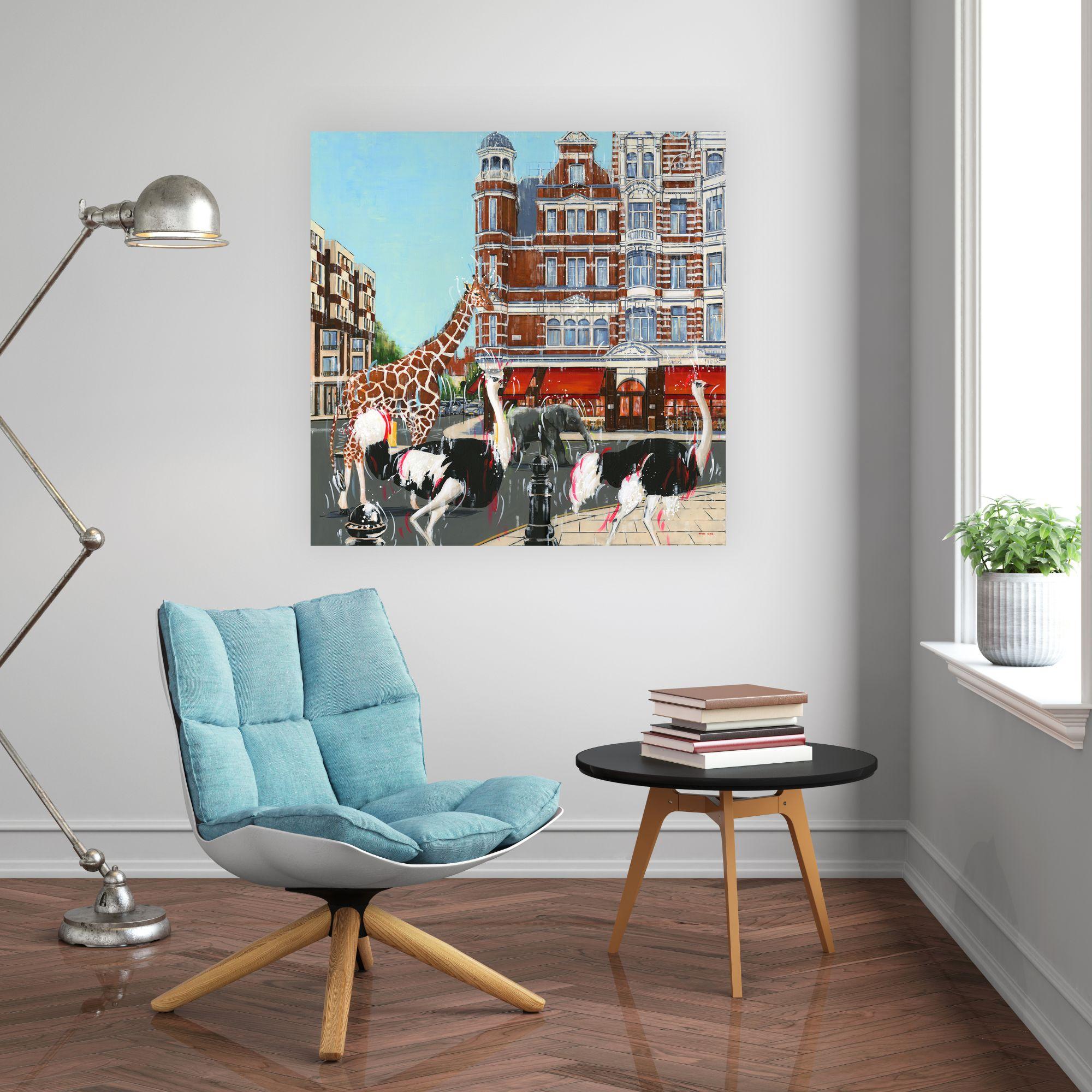 Sloan Square - original London cityscape oil painting -modern art  - Painting by Nathan Neven
