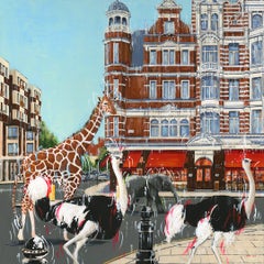 Sloan Square - original London Cityscape oil painting - modern wildlife artwork 