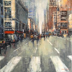 South on 6th Street - New York abstract Cityscape oil painting Contemporary art