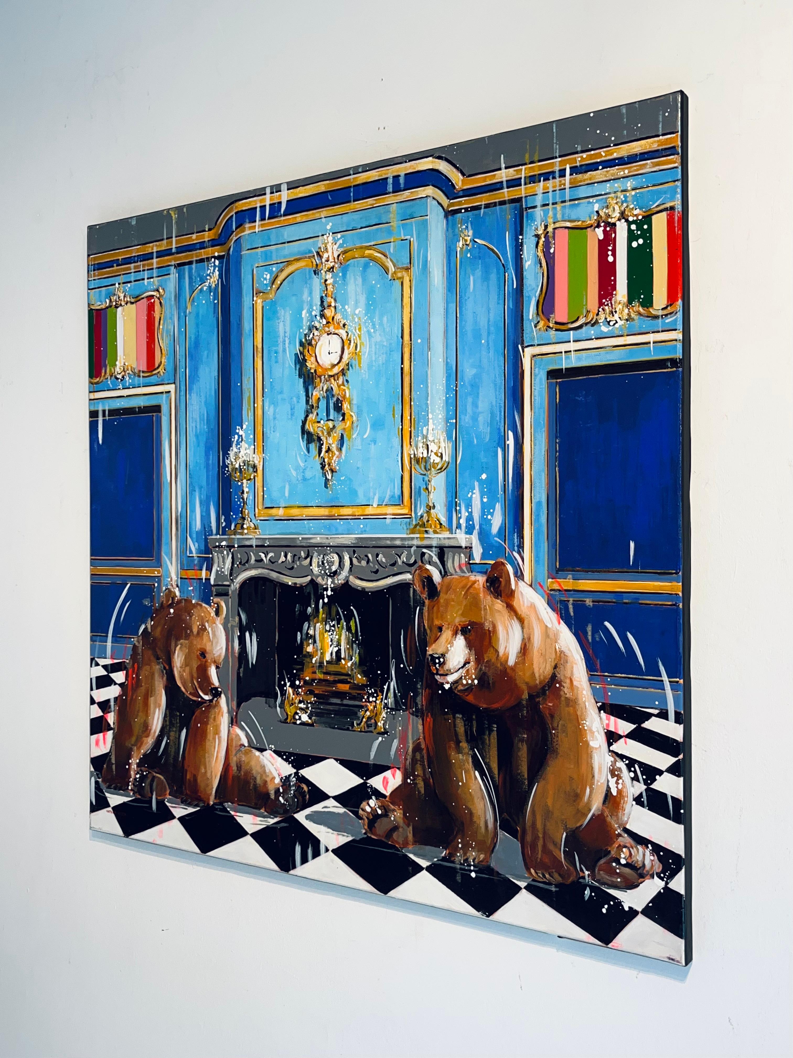 Take Care of You- Original abstraktes Ölgemälde mit Tierwelt- Interieur- Moderne Kunst (Surrealismus), Painting, von Nathan Neven