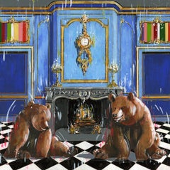 Take Care of You - pittura astratta originale ad olio per interni di animali selvatici - arte moderna