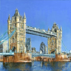 Tower Bridge - cityscape England London landscape oil painting expressionism art