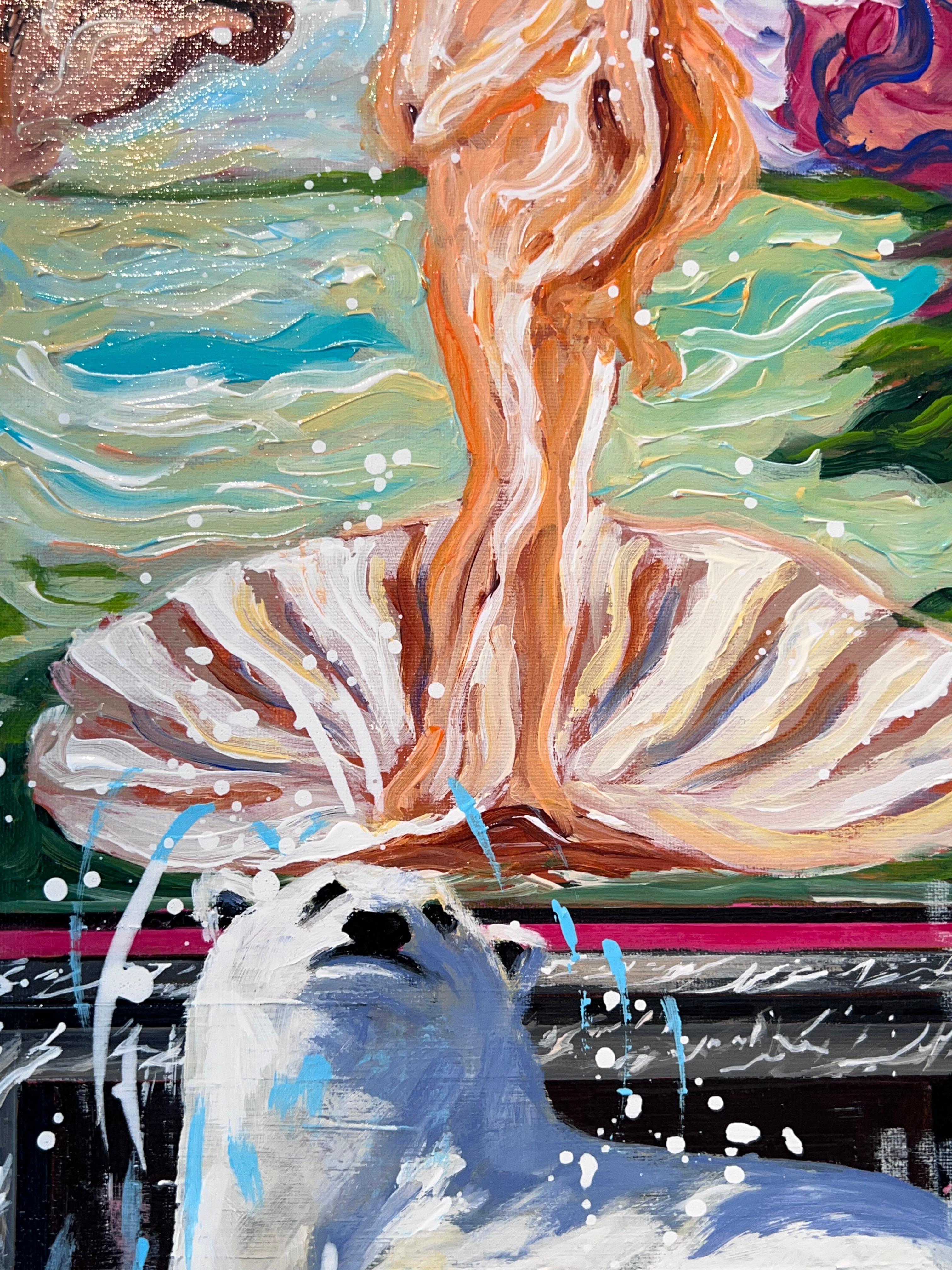 Venus del Norte- pintura al óleo original impresionista de fauna salvaje- arte moderno - Painting Expresionismo abstracto de Nathan Neven
