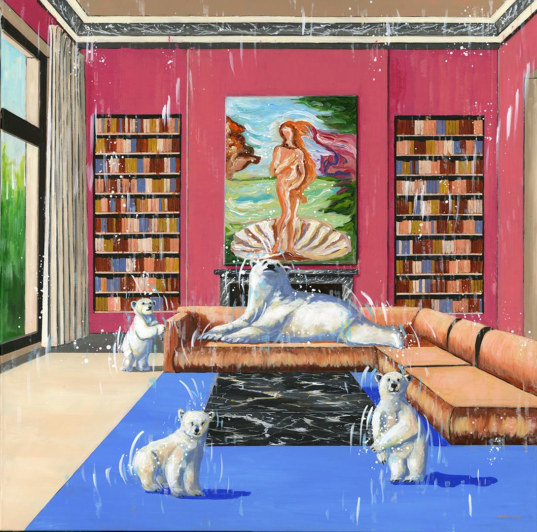 Venere del Nord - pittura ad olio originale impressionista sulla fauna selvatica - arte moderna