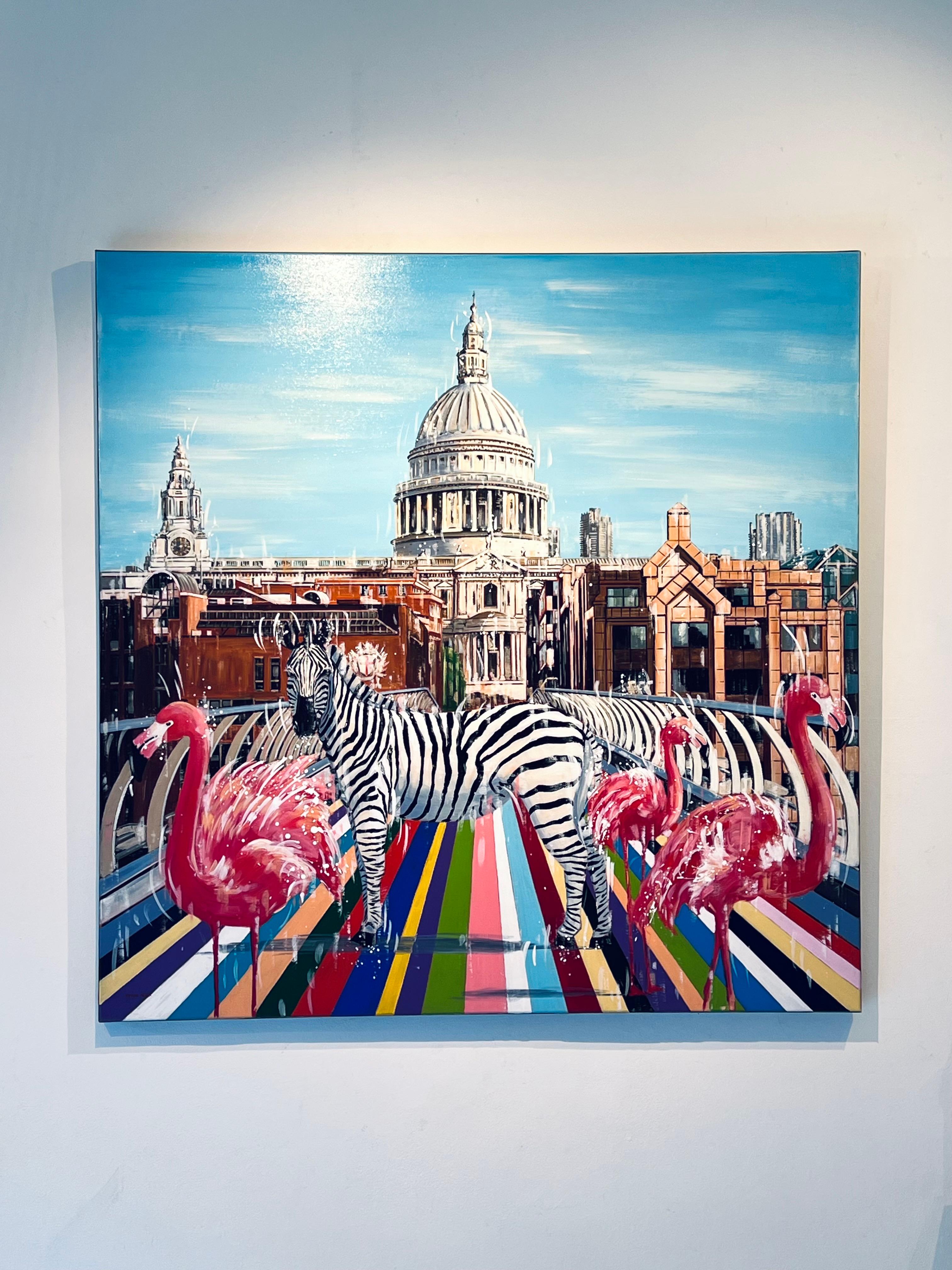 Incontri selvaggi - pittura ad olio originale astratta e surreale sulla fauna selvatica - arte moderna - Painting di Nathan Neven