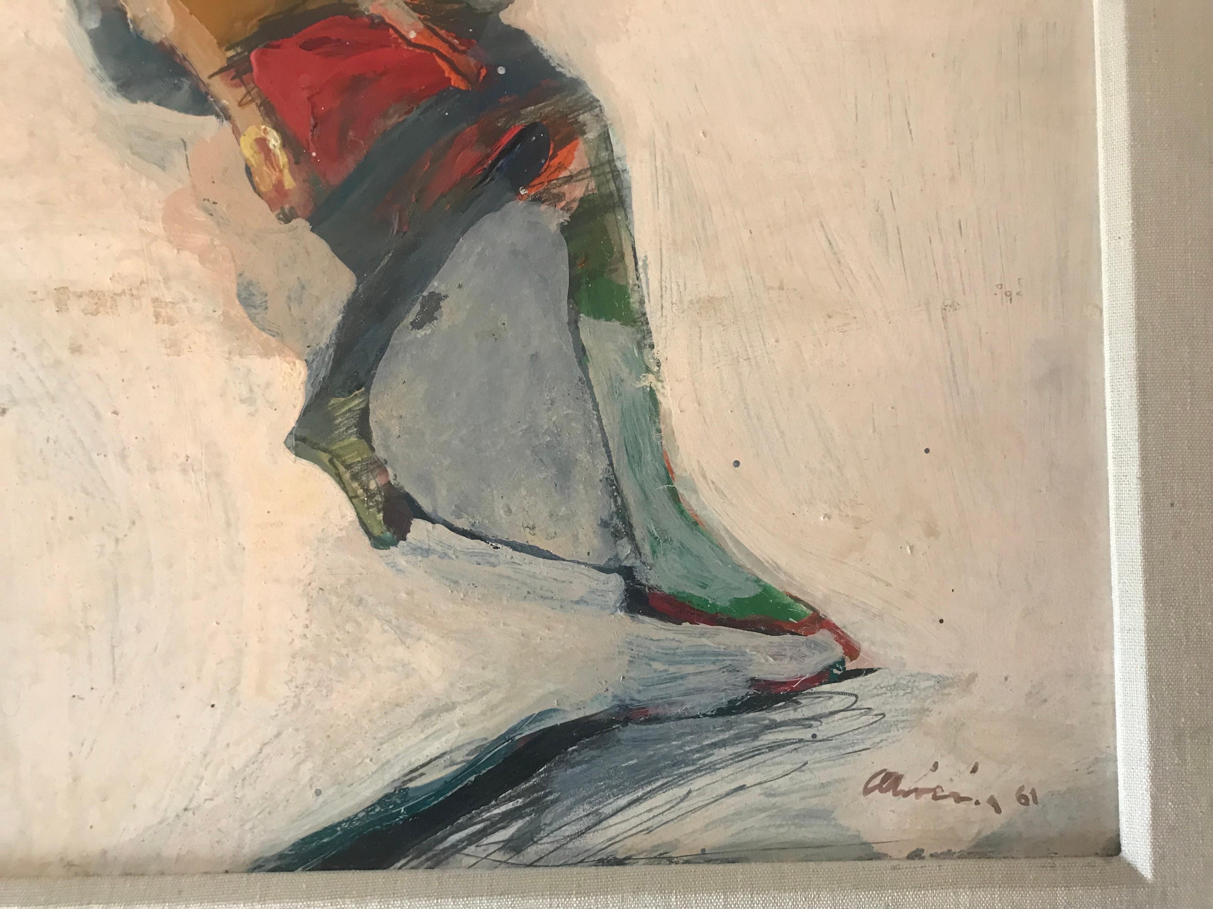 Nathan Oliveira 'Seated Woman with Dog' 1961 Bay Area Figurative Painting 1