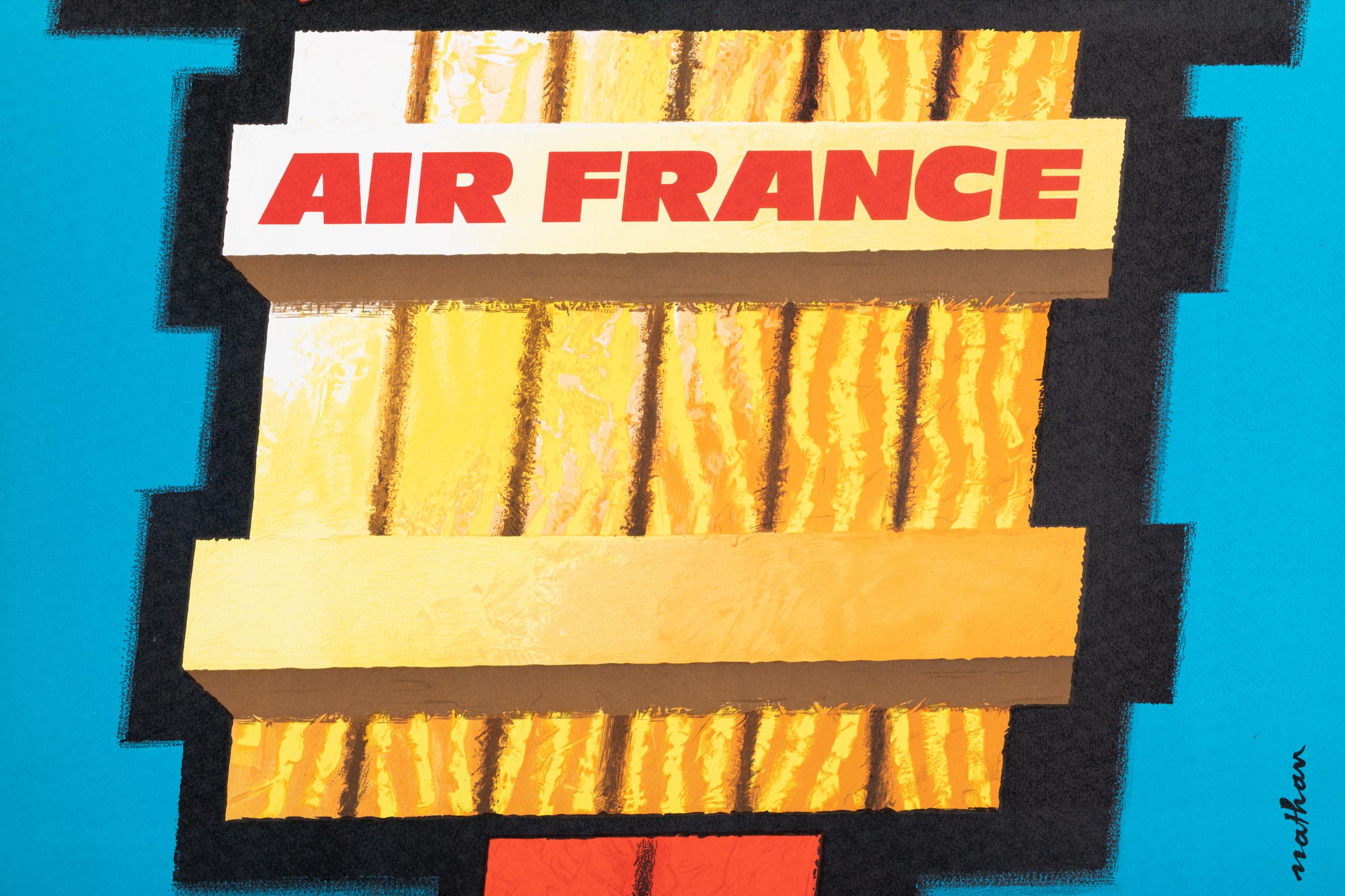 Mid-Century Modern Nathan, Original Air France Poster, Boeing 707, Aviation, Mid Century, 1962 For Sale