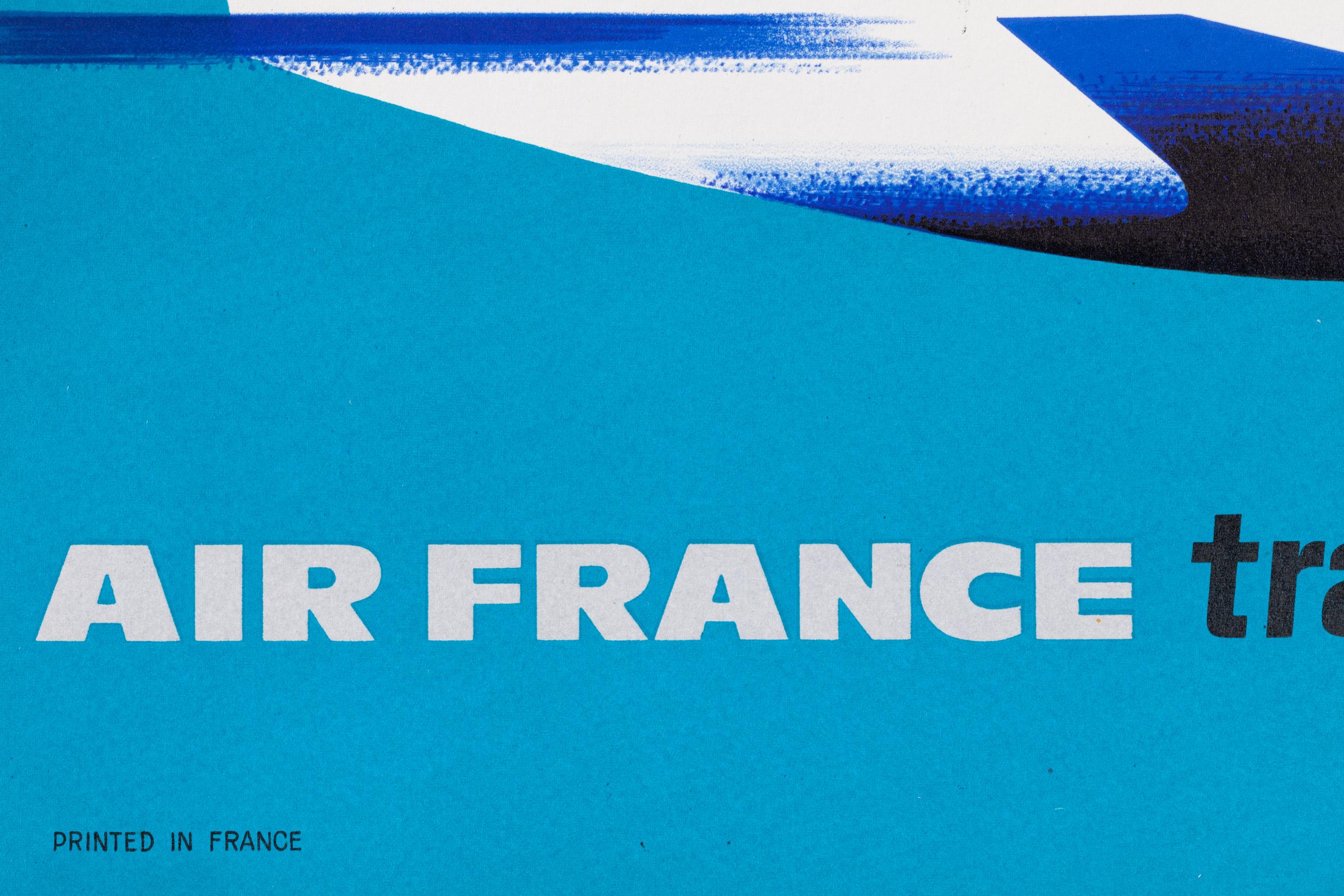 Nathan, Original Air France-Poster, Boeing 707, Luftfahrt, Mitte des Jahrhunderts, 1962 im Zustand „Gut“ im Angebot in SAINT-OUEN-SUR-SEINE, FR