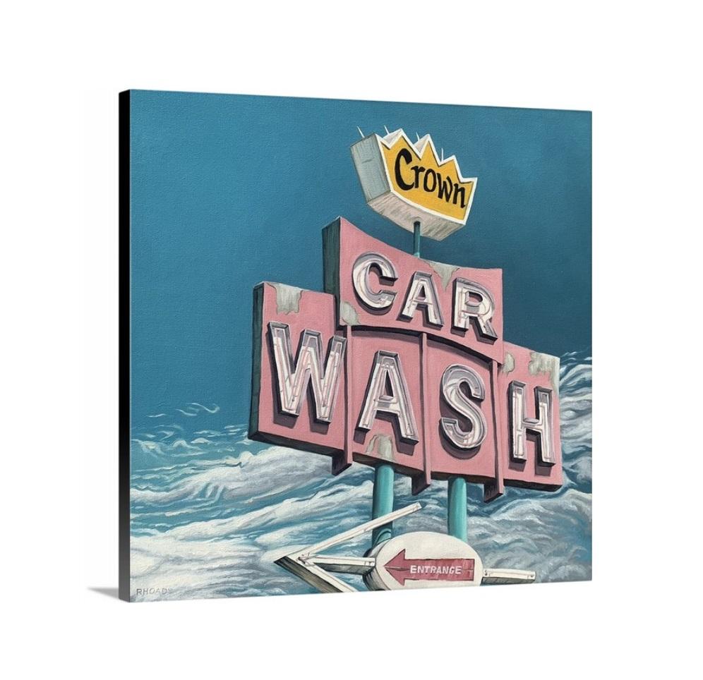 Crown Car Wash, Gemälde, Öl auf Leinwand (Realismus), Painting, von Nathan Rhoads