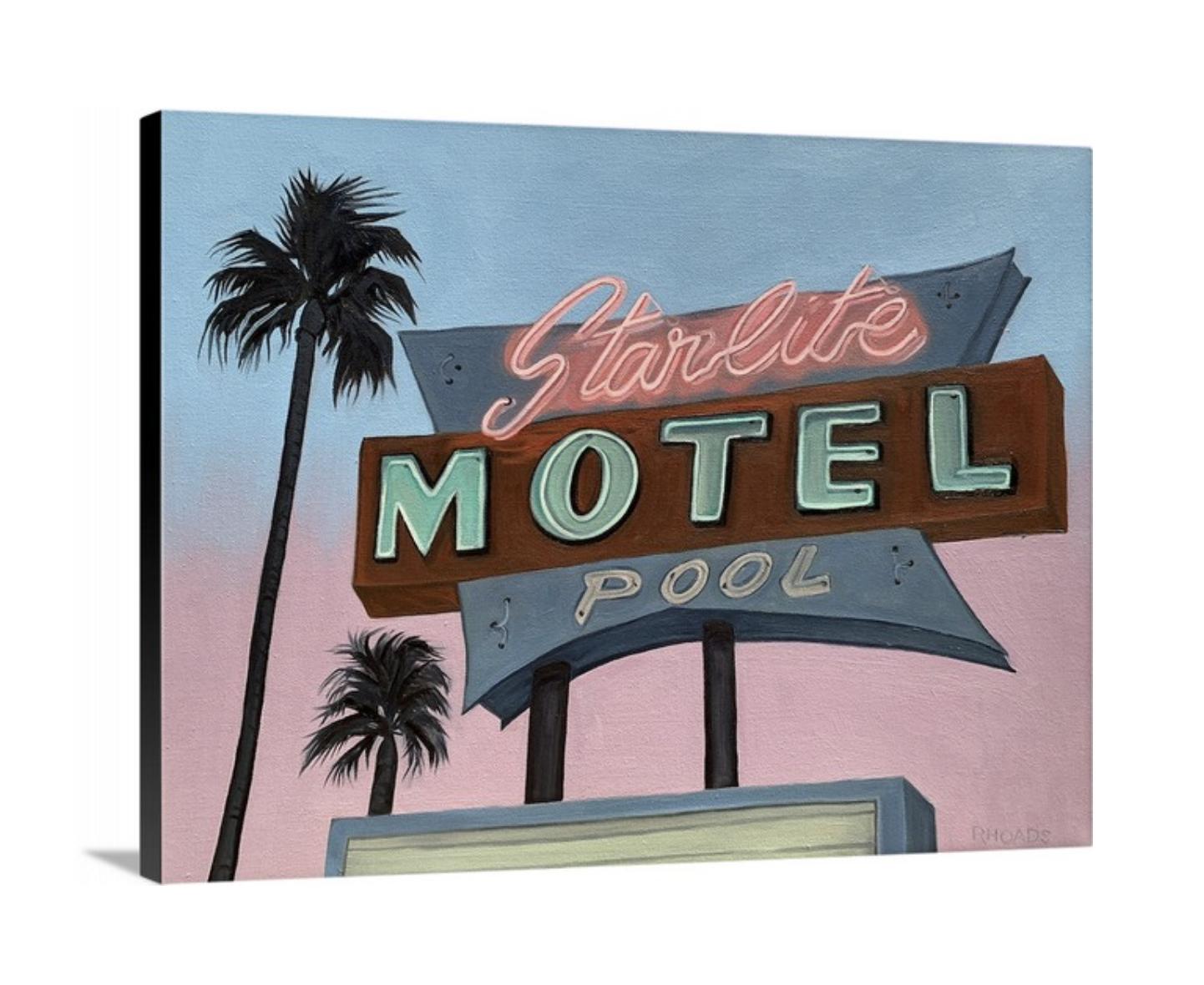 Starlite Motel, Painting, Oil on Canvas For Sale 1