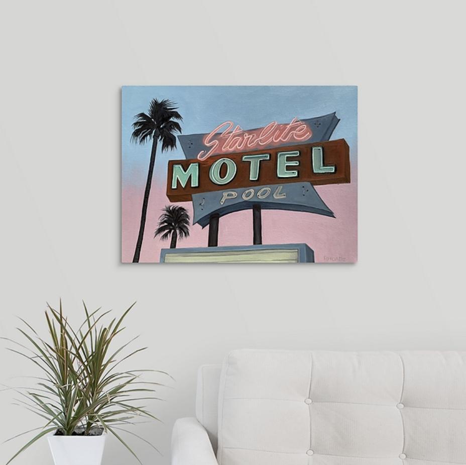Starlite Motel, Painting, Oil on Canvas For Sale 2