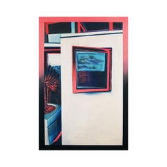 "West Texas Sunset" Peach and Blue Contemporary Abstract Landscape Painting