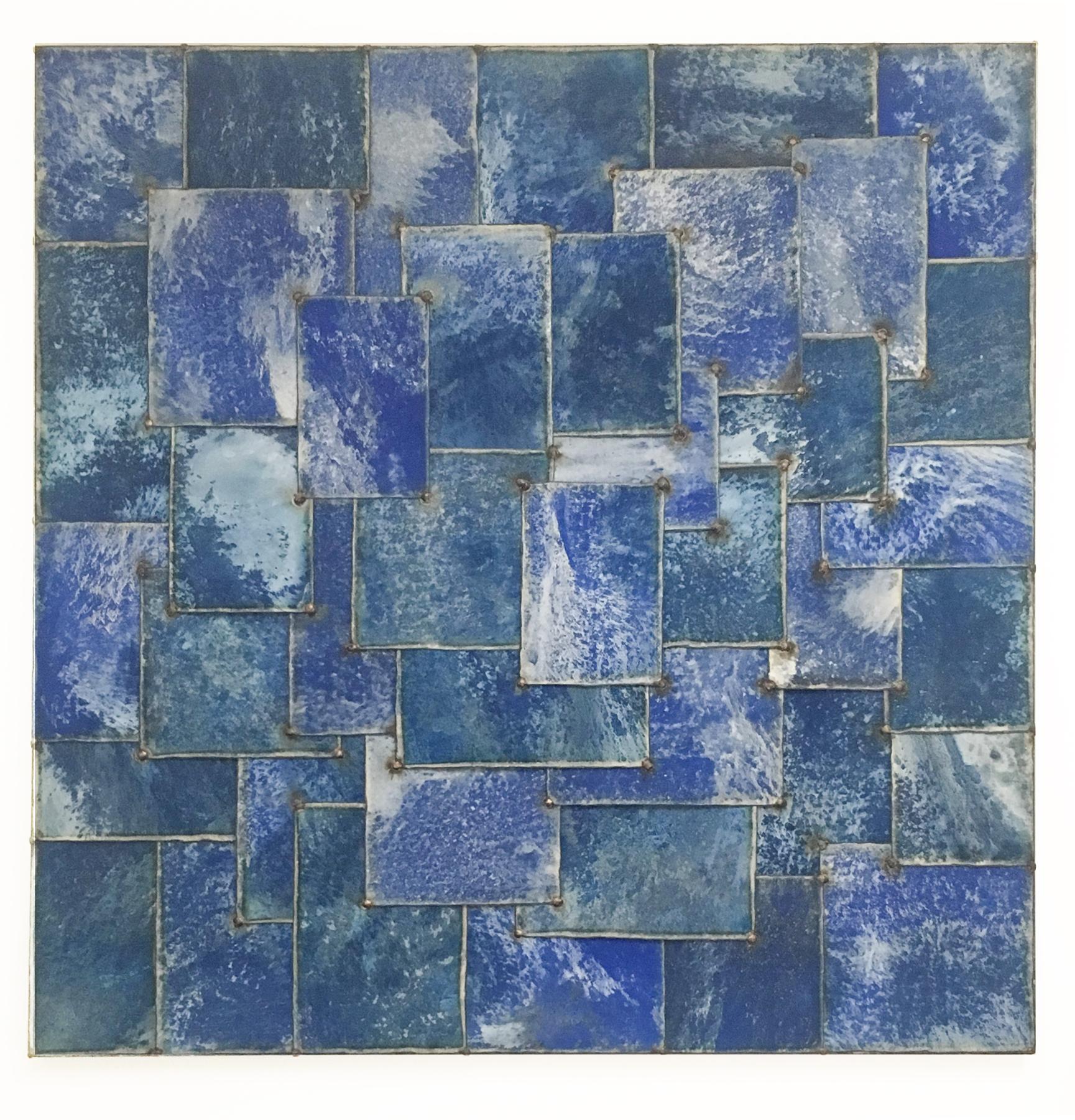 Mixed Blue (Geometric Abstraction on Galvanized Steel by Nathan Slate Joseph) 1