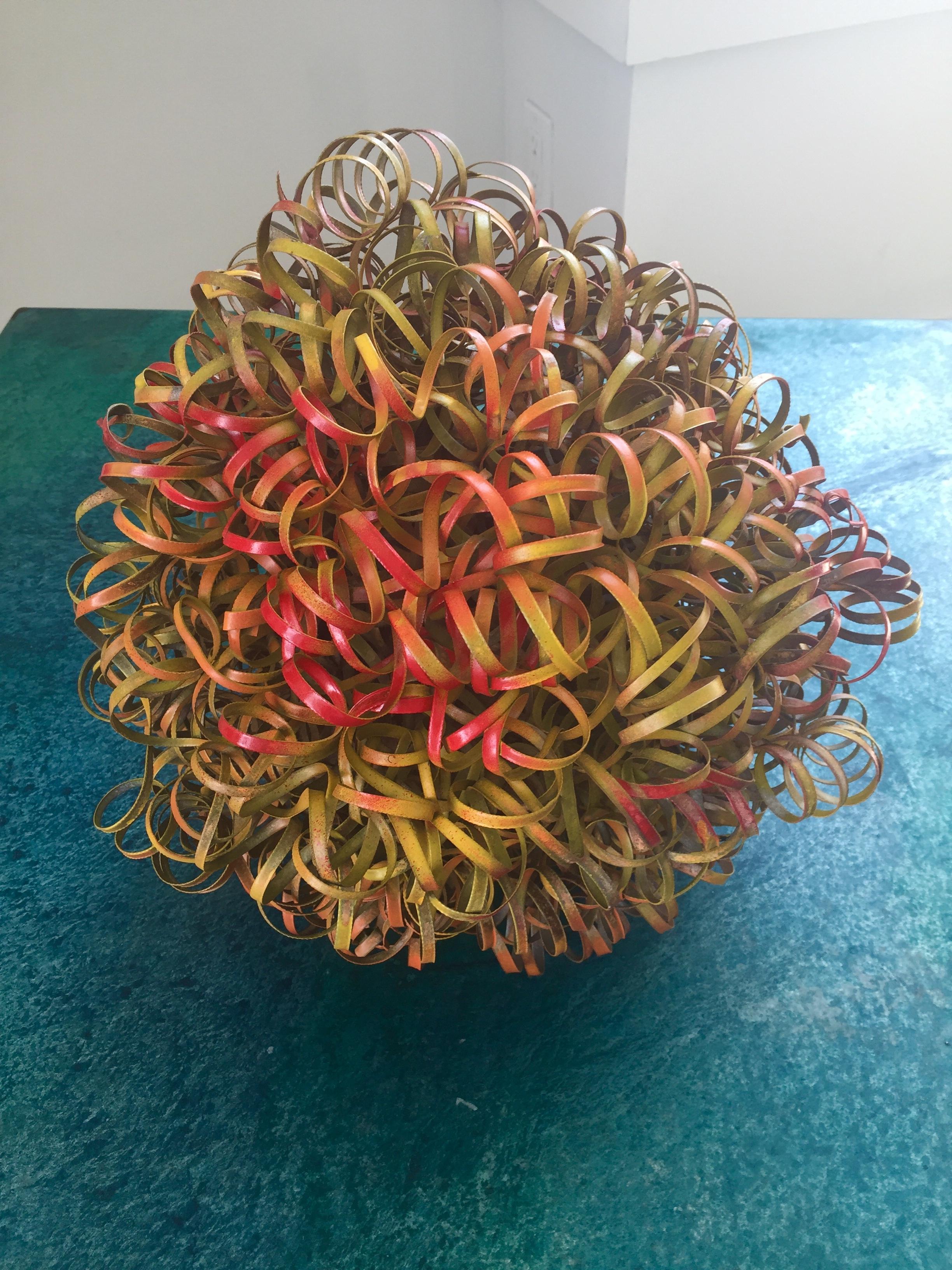 Copper Wire Spiral Ball Sculpture (Bright Red, Yellow, and Orange)
Sculpture with Industrial Urbanized Metal Materials
17