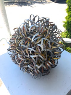 Copper Wire Spiral Ball Sculpture (Silver and Gold)