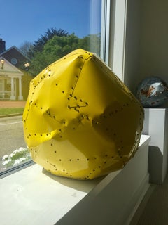 Large Yellow Copper Ball Sculpture 