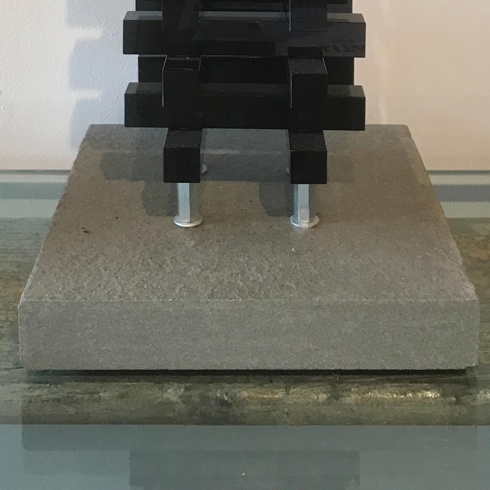 'Urban Glass Series' Glass standing tabletop black sculpture  - Contemporary Sculpture by Nathan Slate Joseph