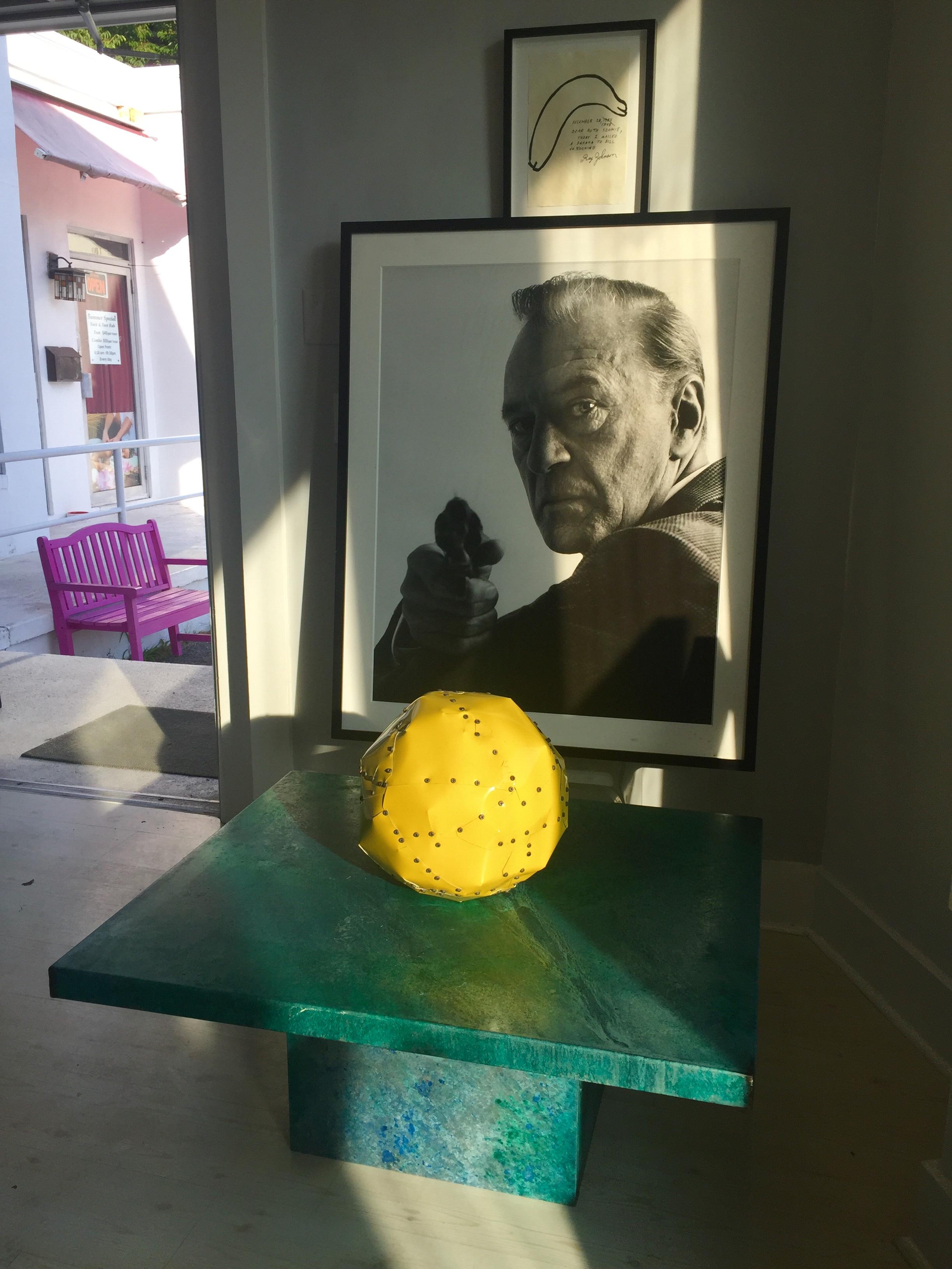 Yellow Copper Ball Sculpture  - Black Abstract Sculpture by Nathan Slate Joseph
