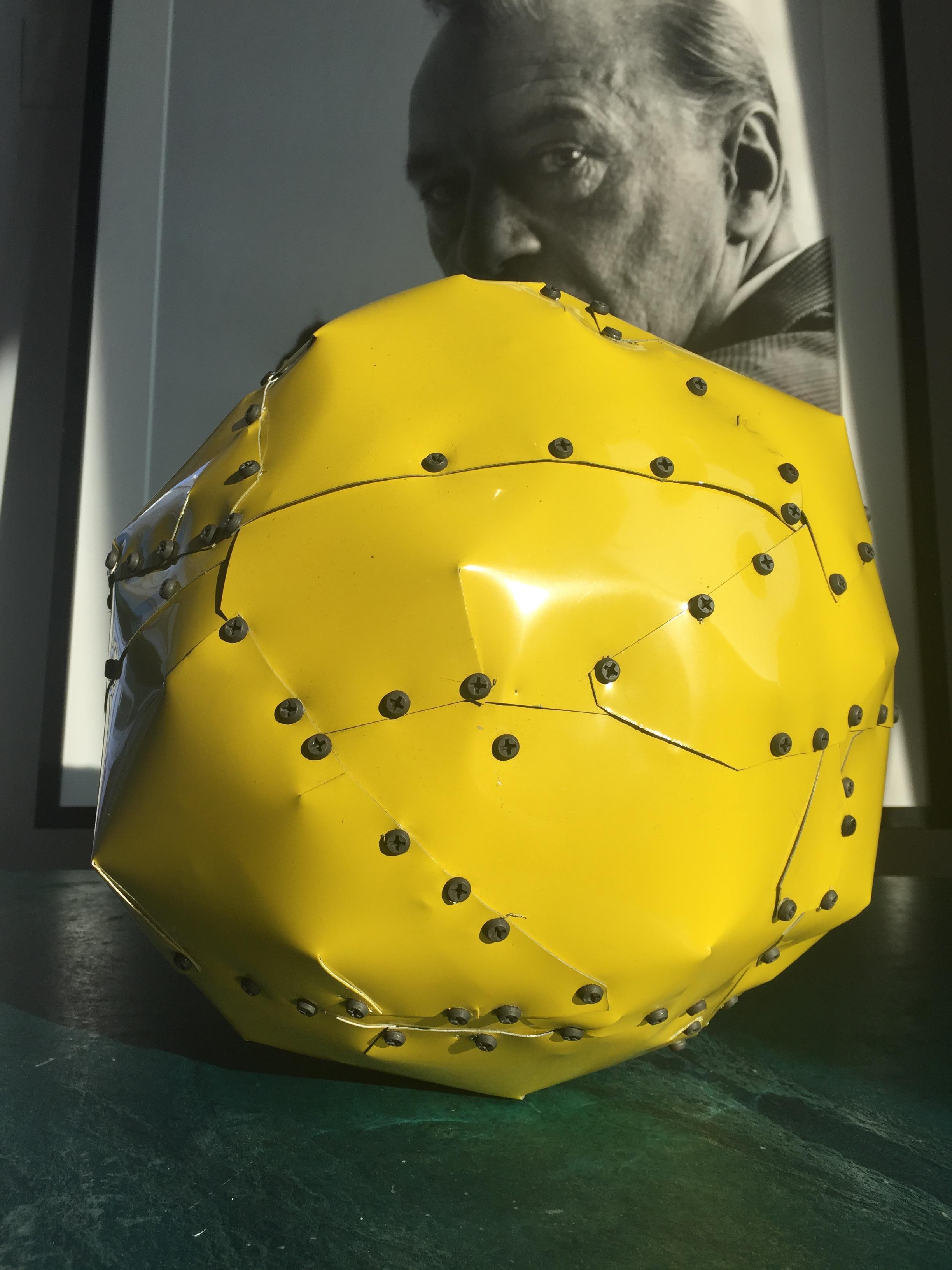 Nathan Slate Joseph Abstract Sculpture - Yellow Copper Ball Sculpture 