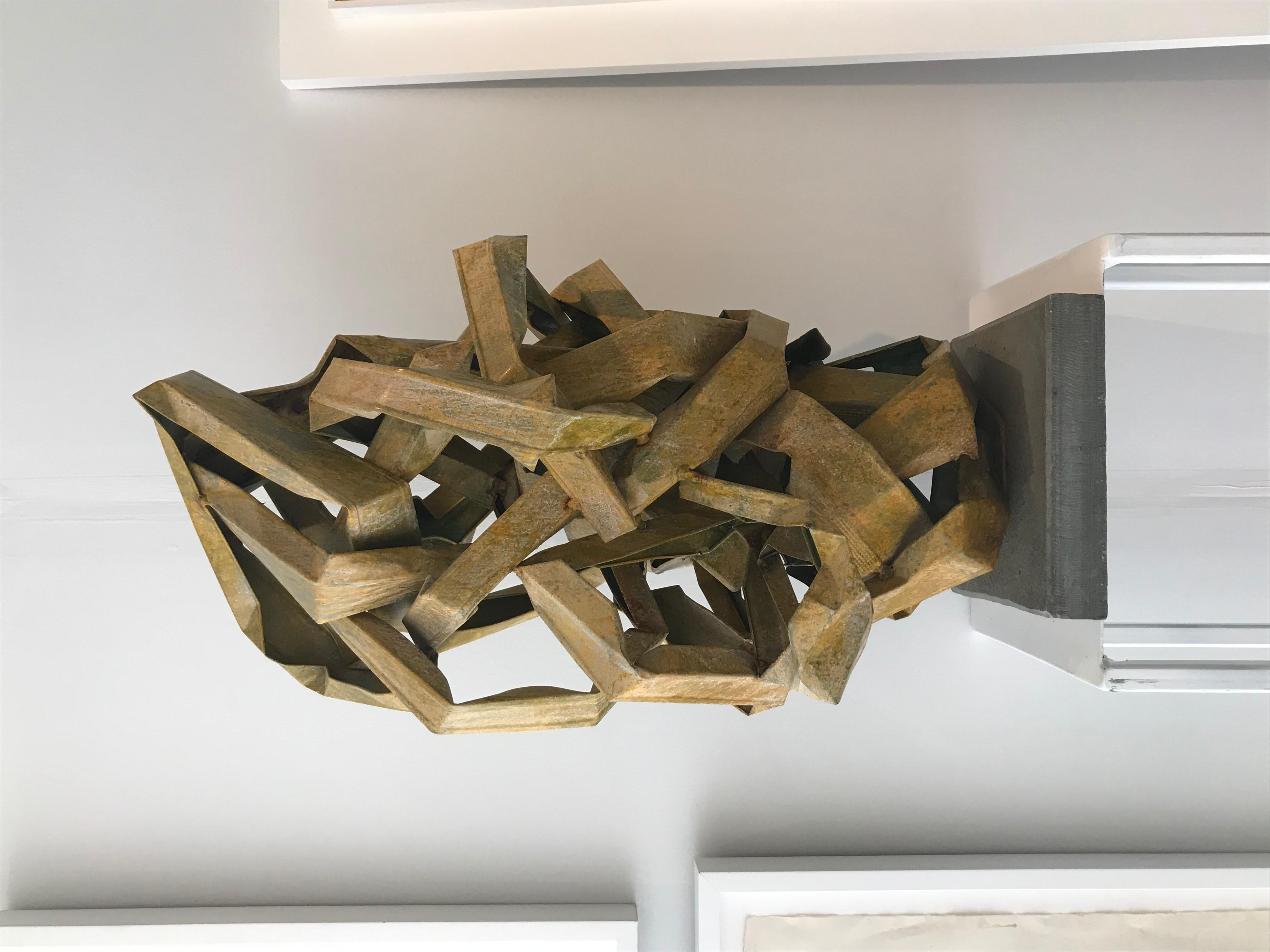 yellow wall sculpture steel abstract - Sculpture by Nathan Slate Joseph