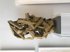 yellow wall sculpture steel abstract