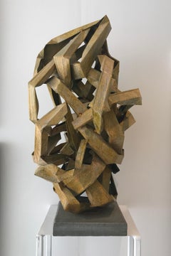 yellow wall sculpture steel abstract