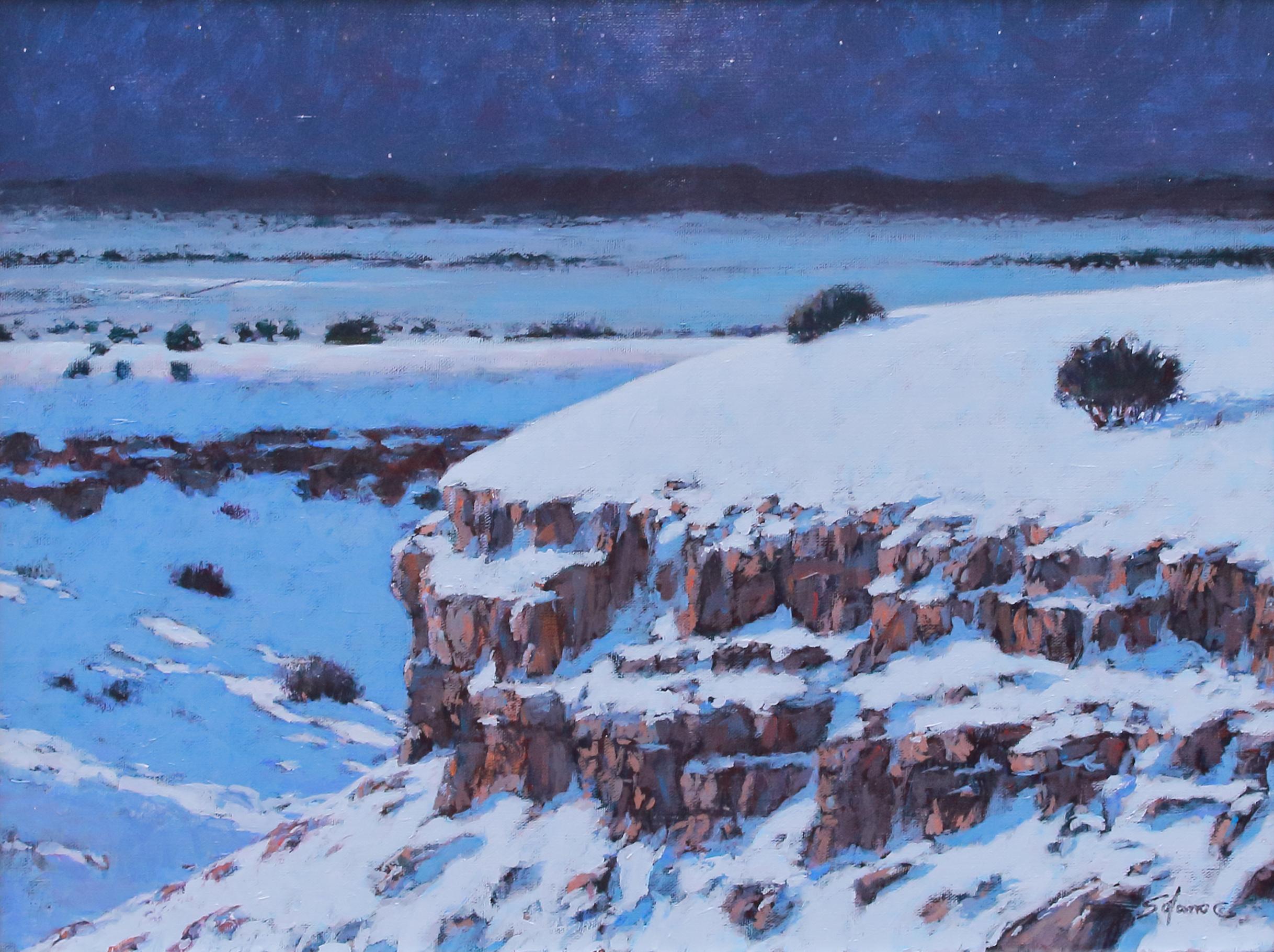 Moonlight Over Red Creek Road - Realist Painting by Nathan Solano