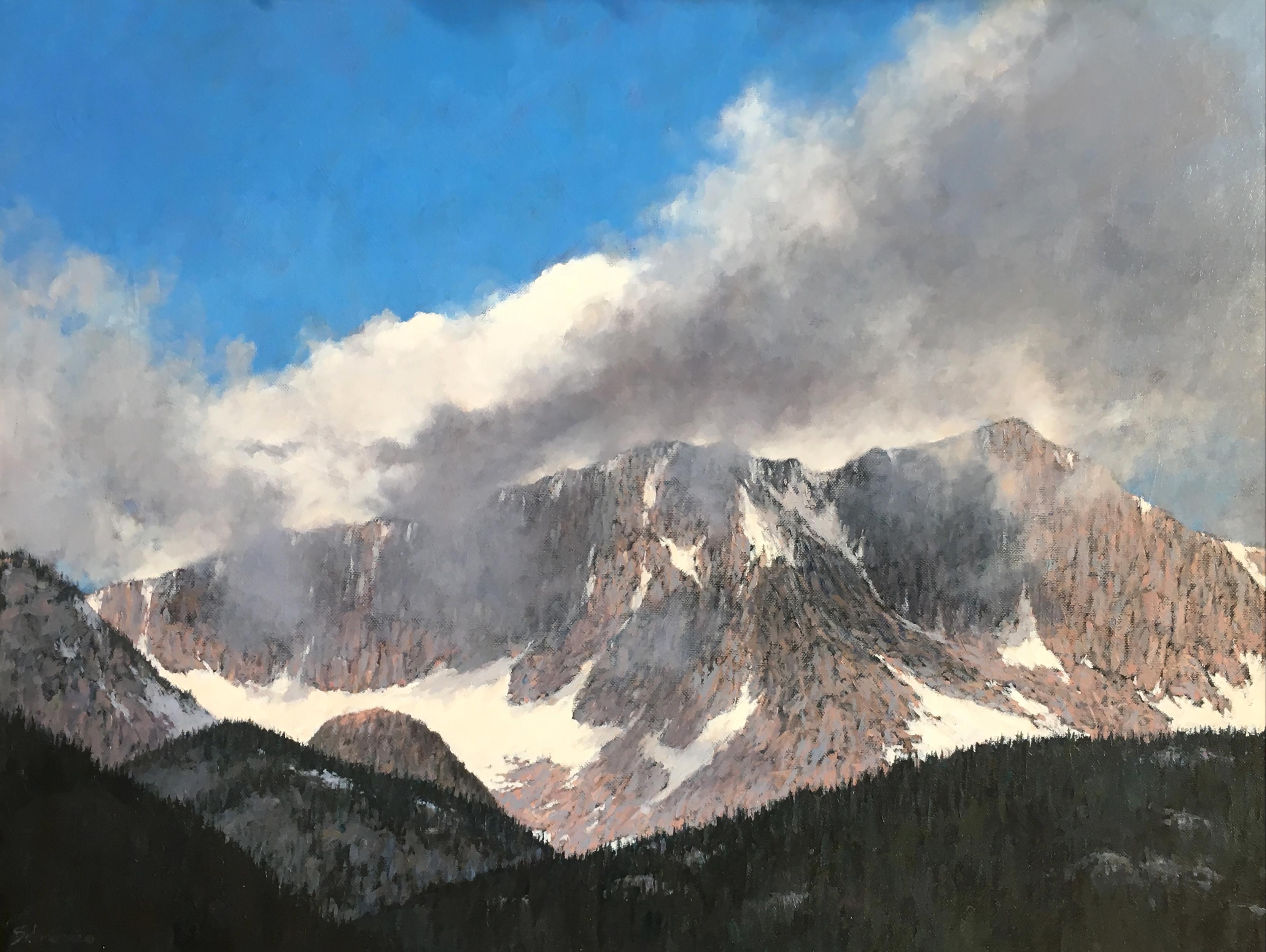 Nathan Solano Landscape Painting - Sky Scrapers (landscape, mountains, rocks, snow)