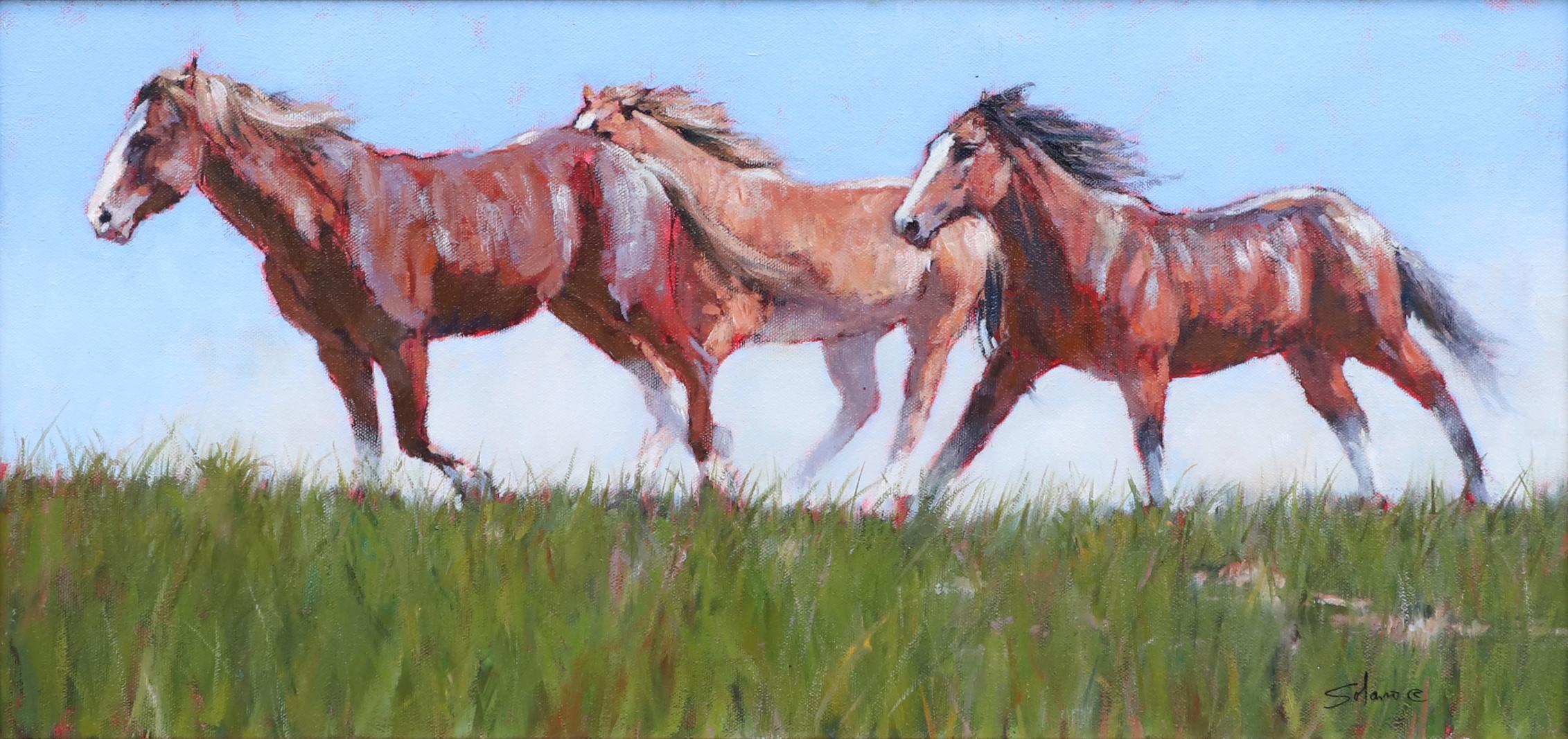 Tre in fuga - Painting di Nathan Solano