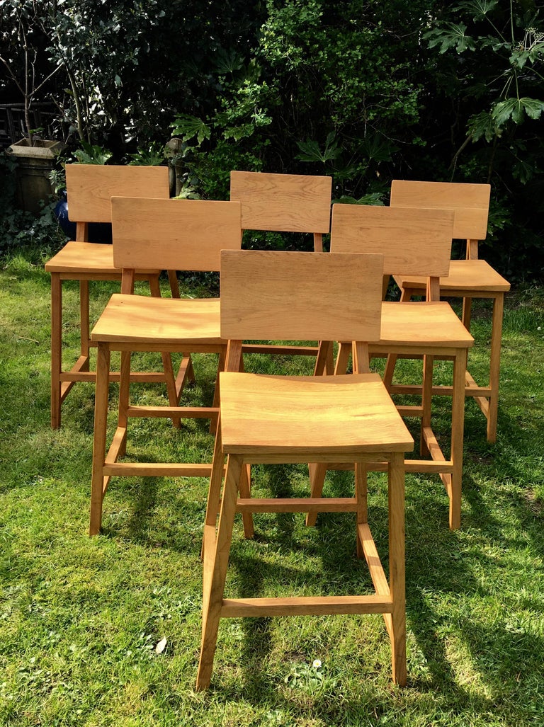 Set of 6 Nathan Yong for Ethnicraft Oak N3 Counter, Bar Stools / Chairs
