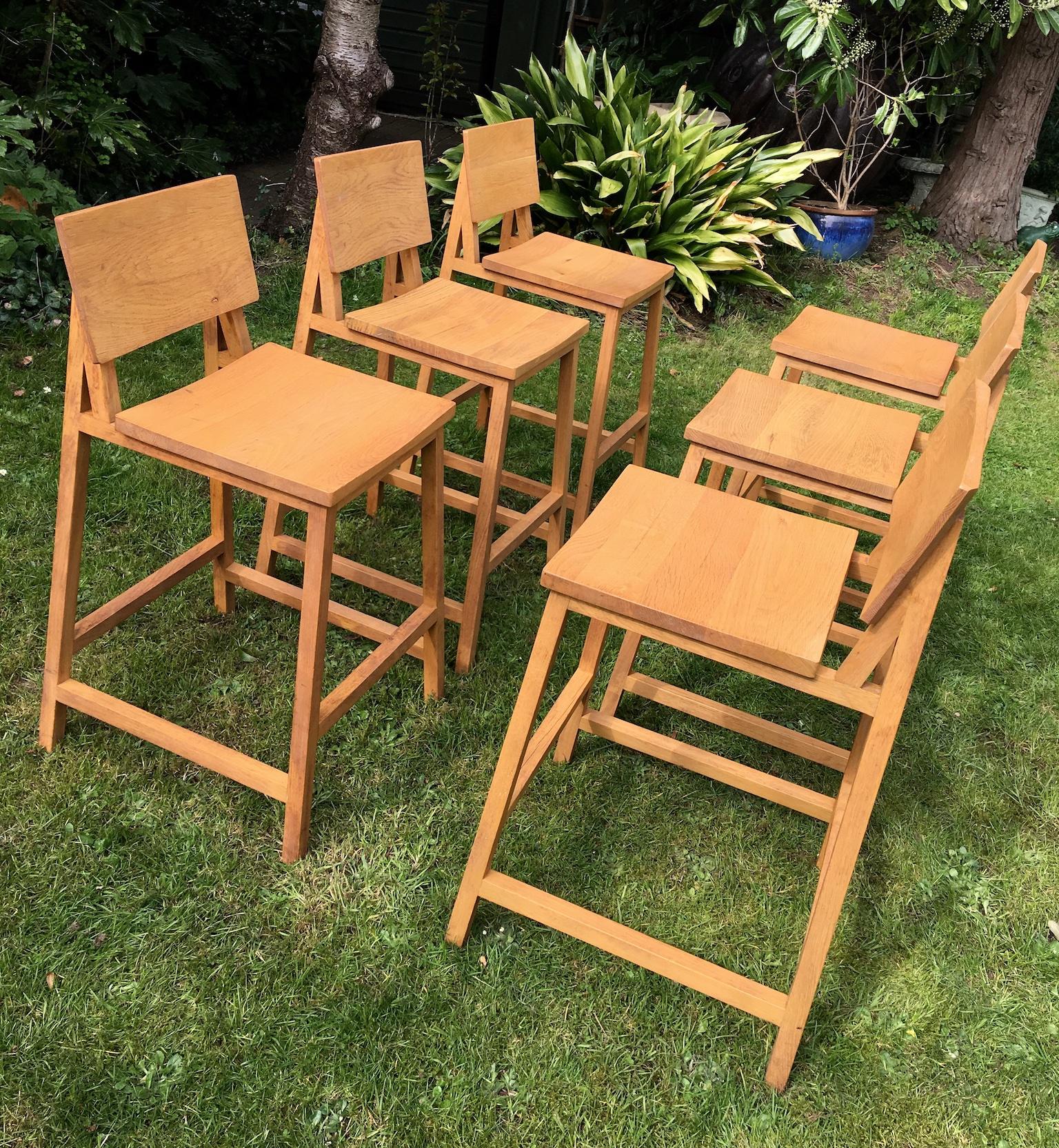 Modern Set of 6 Nathan Yong for Ethnicraft Oak N3 Counter, Bar Stools / Chairs