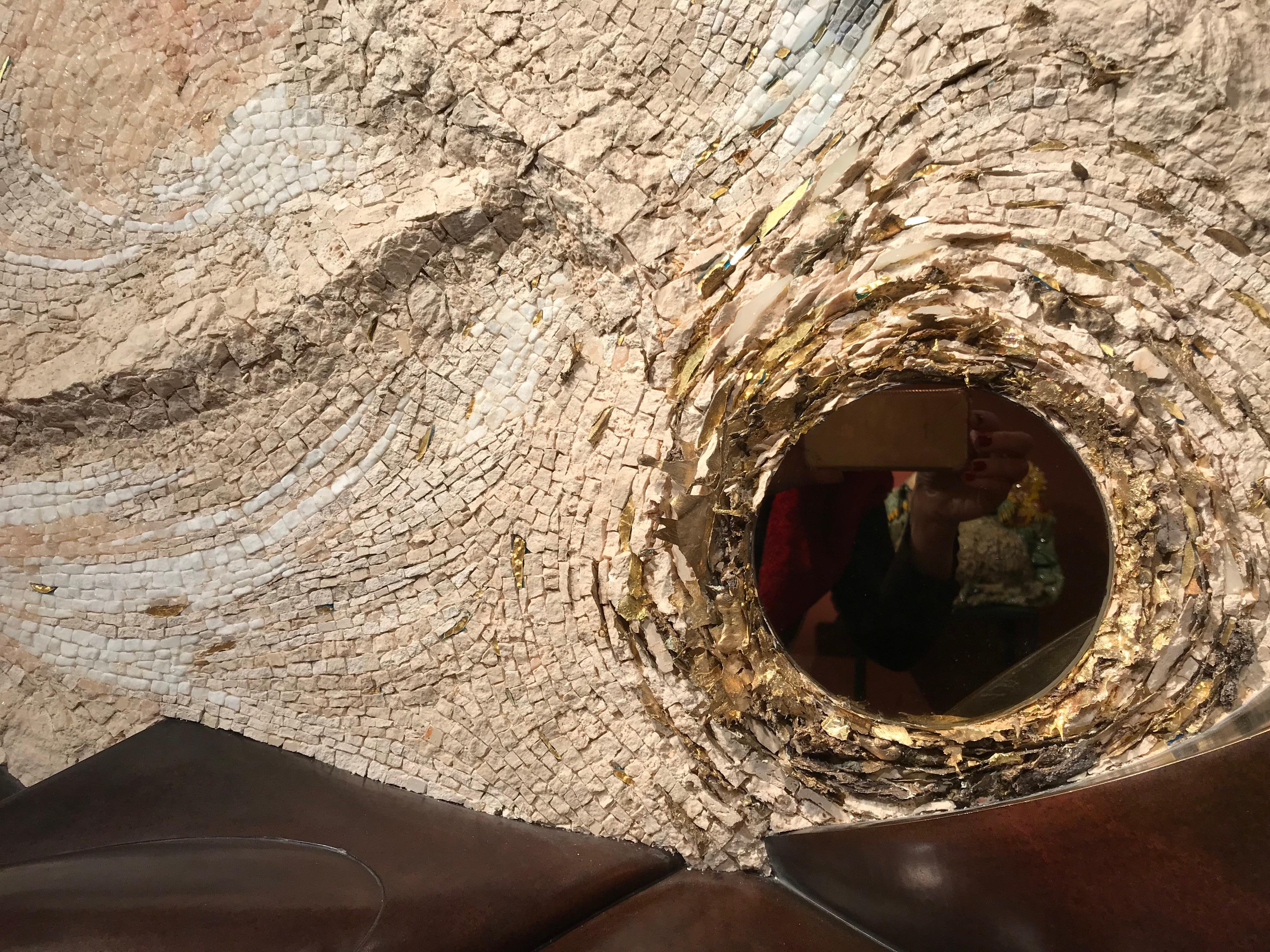 Nathanaël Leberre, Large Unique Mirror Genesis, Hammered Copper, Marble For Sale 1