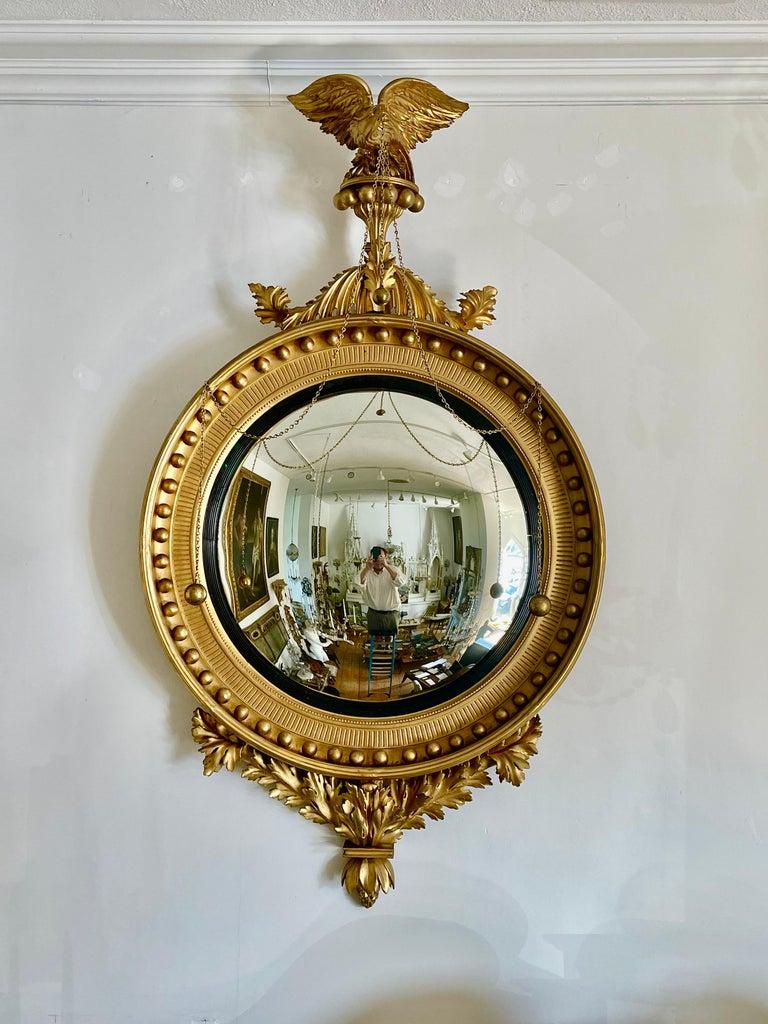 Nathaniel Bowditch American Federal Giltwood Convex Mirror of Monumental Size For Sale 4