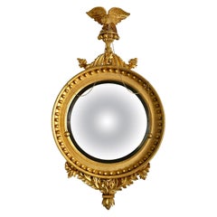 Nathaniel Bowditch American Federal Giltwood Convex Mirror of Monumental Size