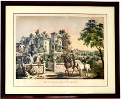 Nathaniel Currier Lithograph "May Morning" American Country Life Series C. 1855