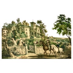 Nathaniel Currier Litografia "Mattina di maggio" Serie American Country Life C.C. 1855