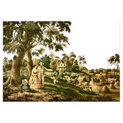 Nathaniel Currier Lithograph Summer's Evening American Country Life Series C1855