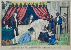19th Century Colored Currier Lithograph "Death of Washington: Dec. 14, 1799"