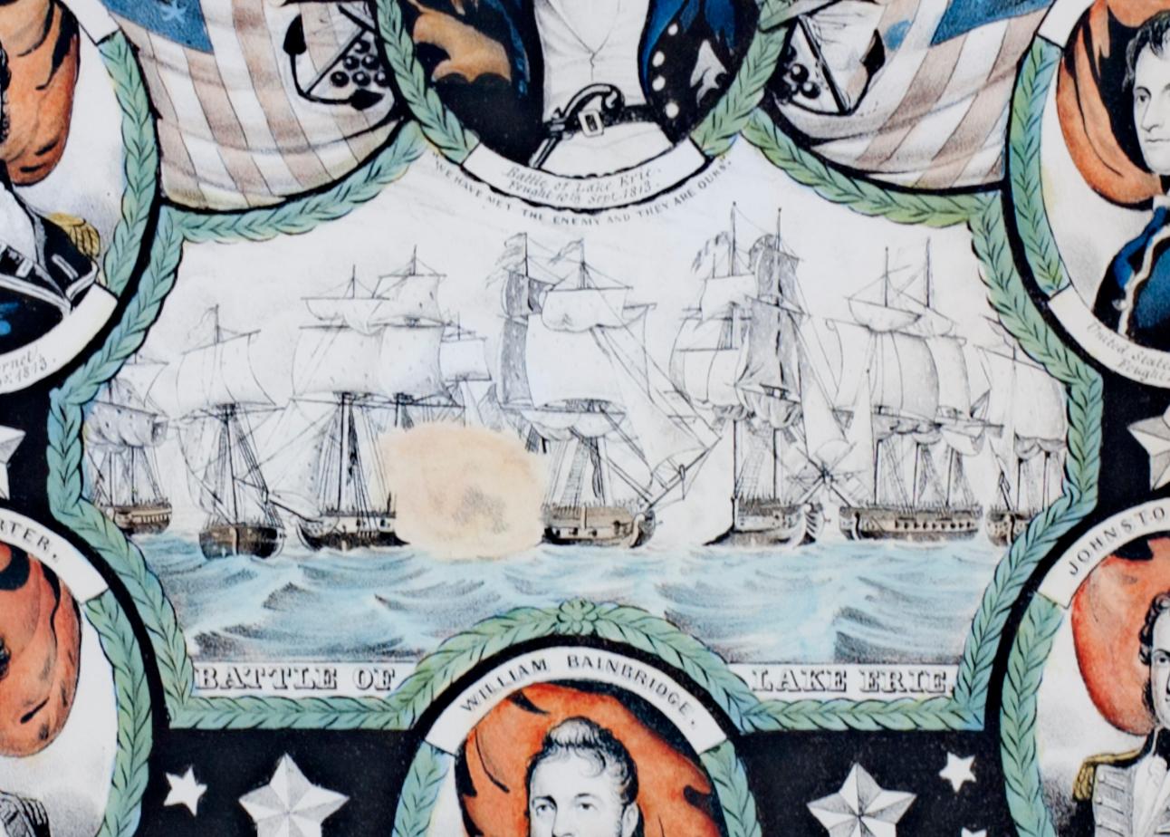 Handkolorierte Lithographie „Naval Heroes of the United States“ von Nathaniel Currier im Angebot 2