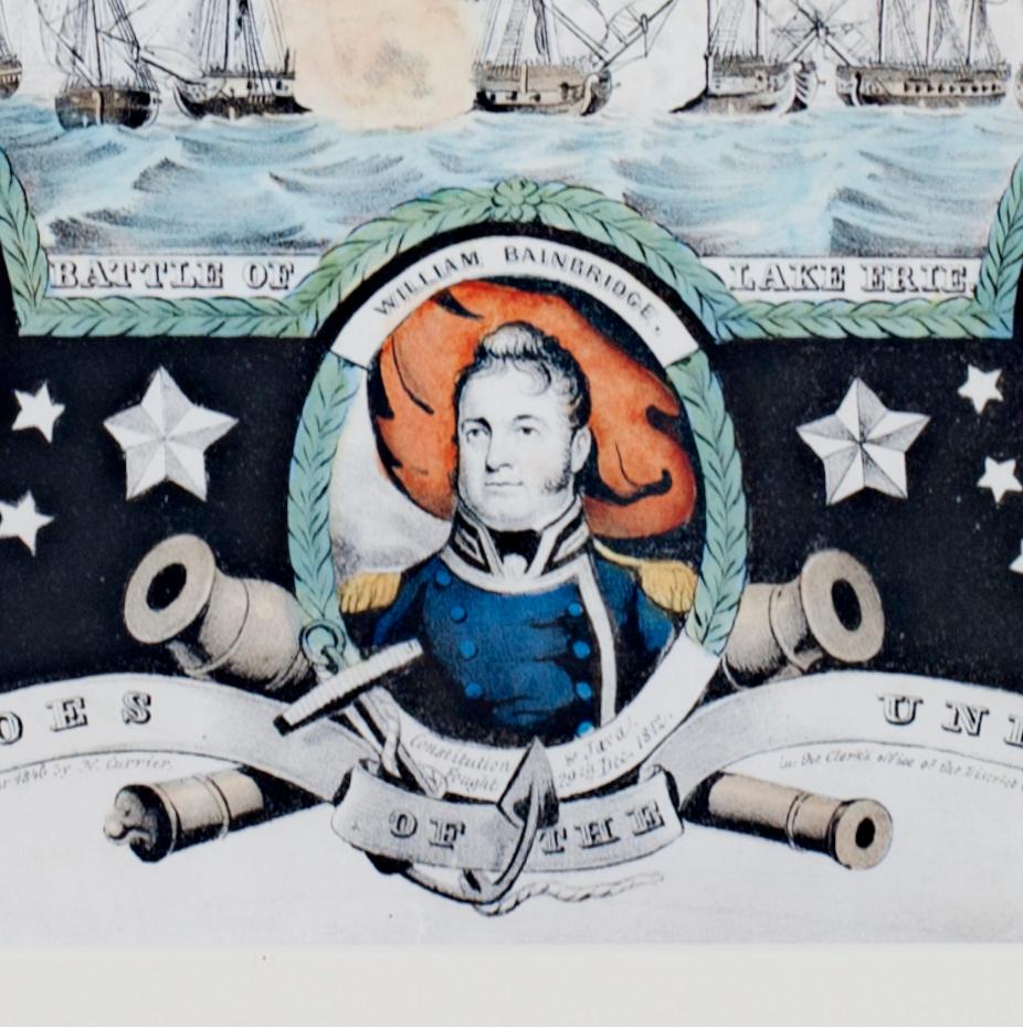 'Naval Heroes of the United States' hand-colored lithograph by Nathaniel Currier For Sale 3