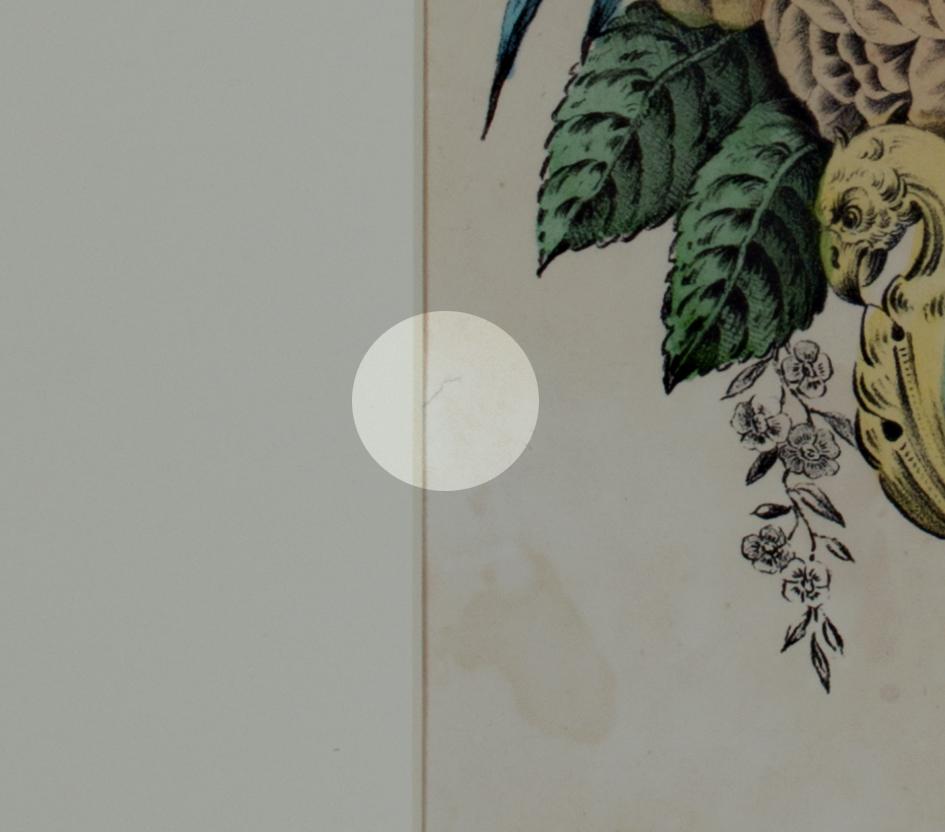 Originale handkolorierte Lithographie „Die Blumenvase“ von Nathaniel Currier im Angebot 4