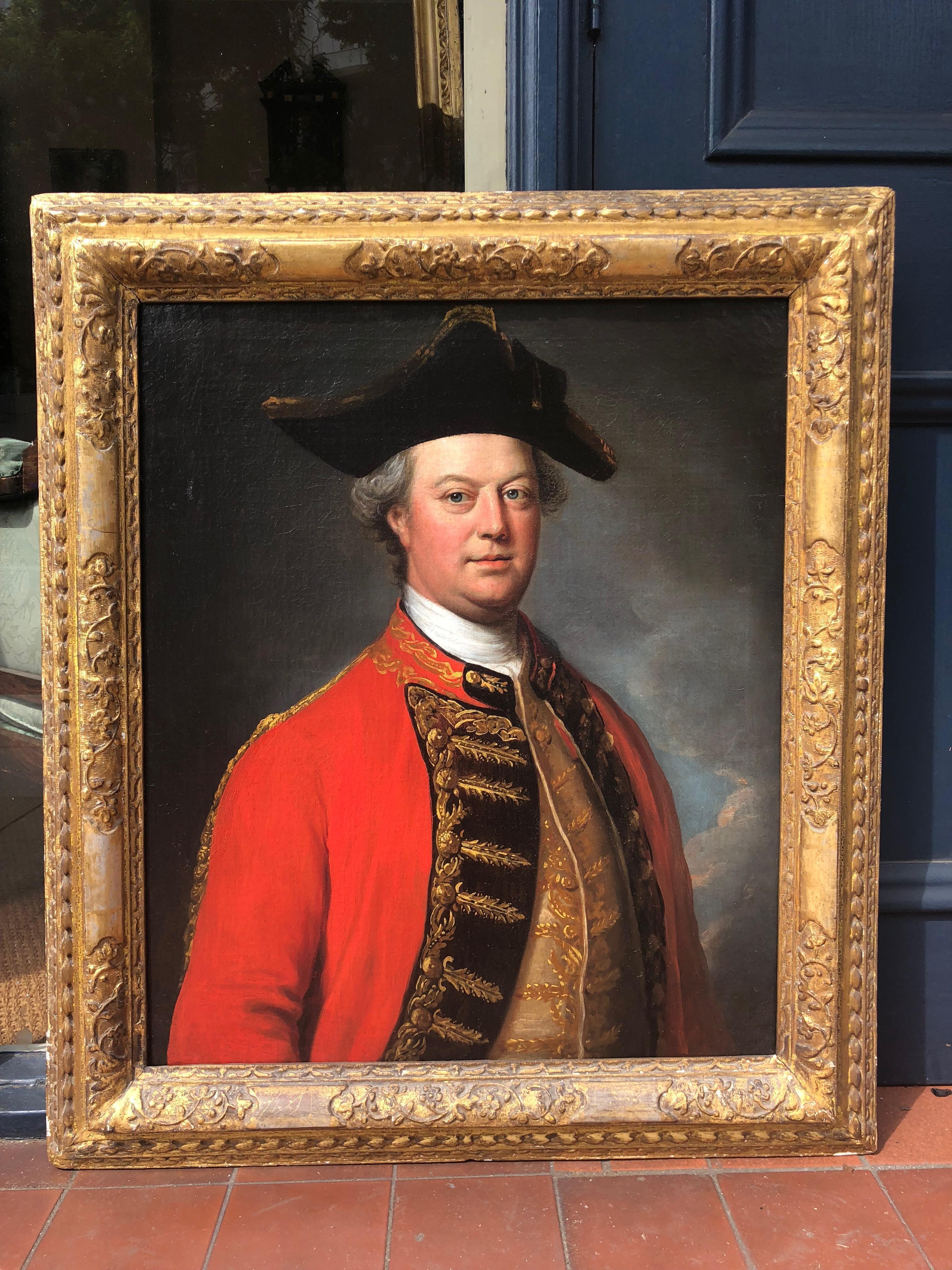 Sir Nathaniel DANCE-HOLLAND, 1st Baronet RA (1735-1811)
Portrait of an Officer of the 4th Irish Horse
c. 1755-58
Oil on Canvas
36 ½  x 32 inches framed

This majestic portrait was painted by Nathaniel Dance-Holland, one of King George III’s
