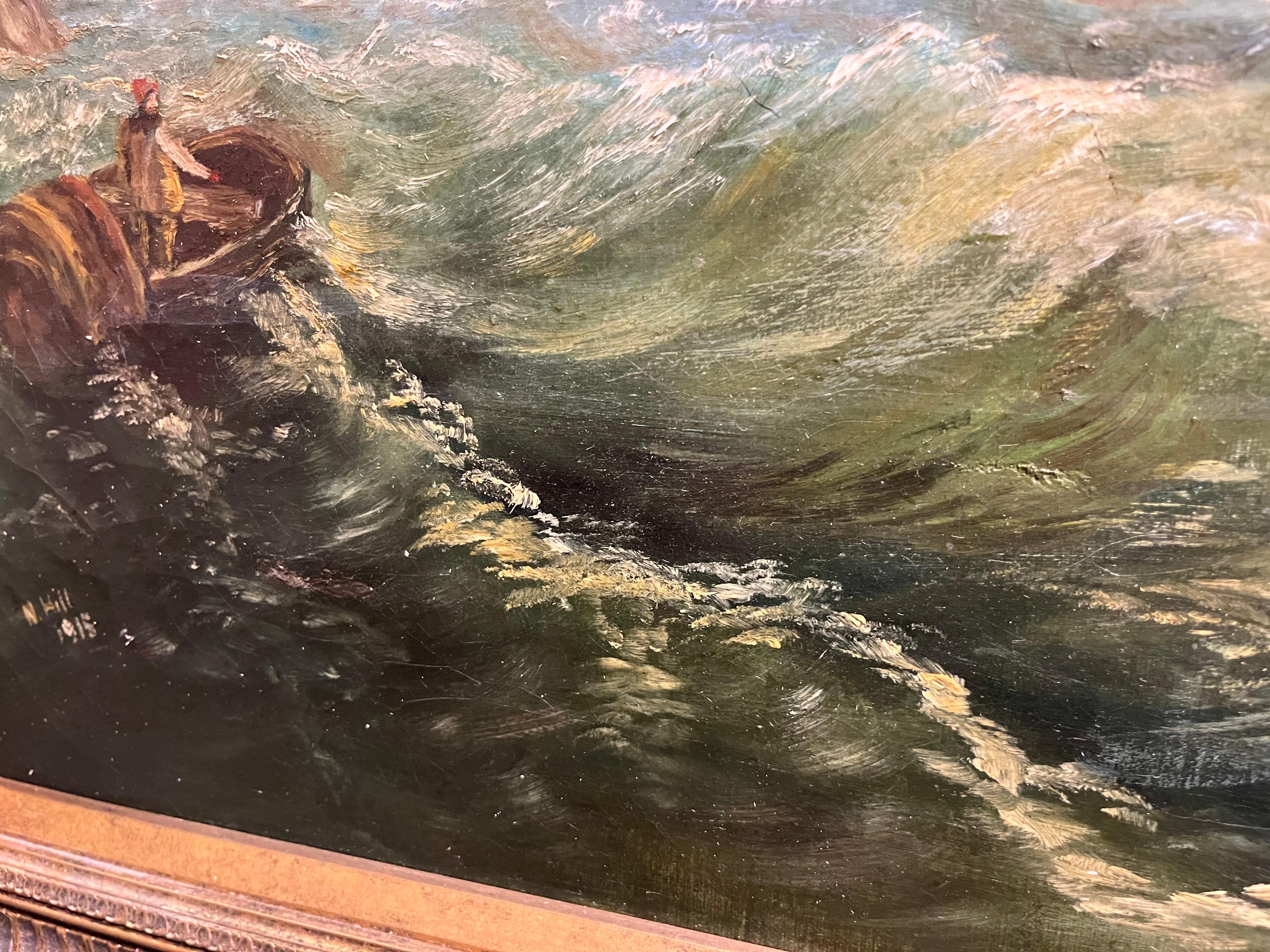 GRAN MAESTRO Atribuido a Nathaniel Hill 1861 -1934 PINTURA AL ÓLEO MARCO DE ORO 13