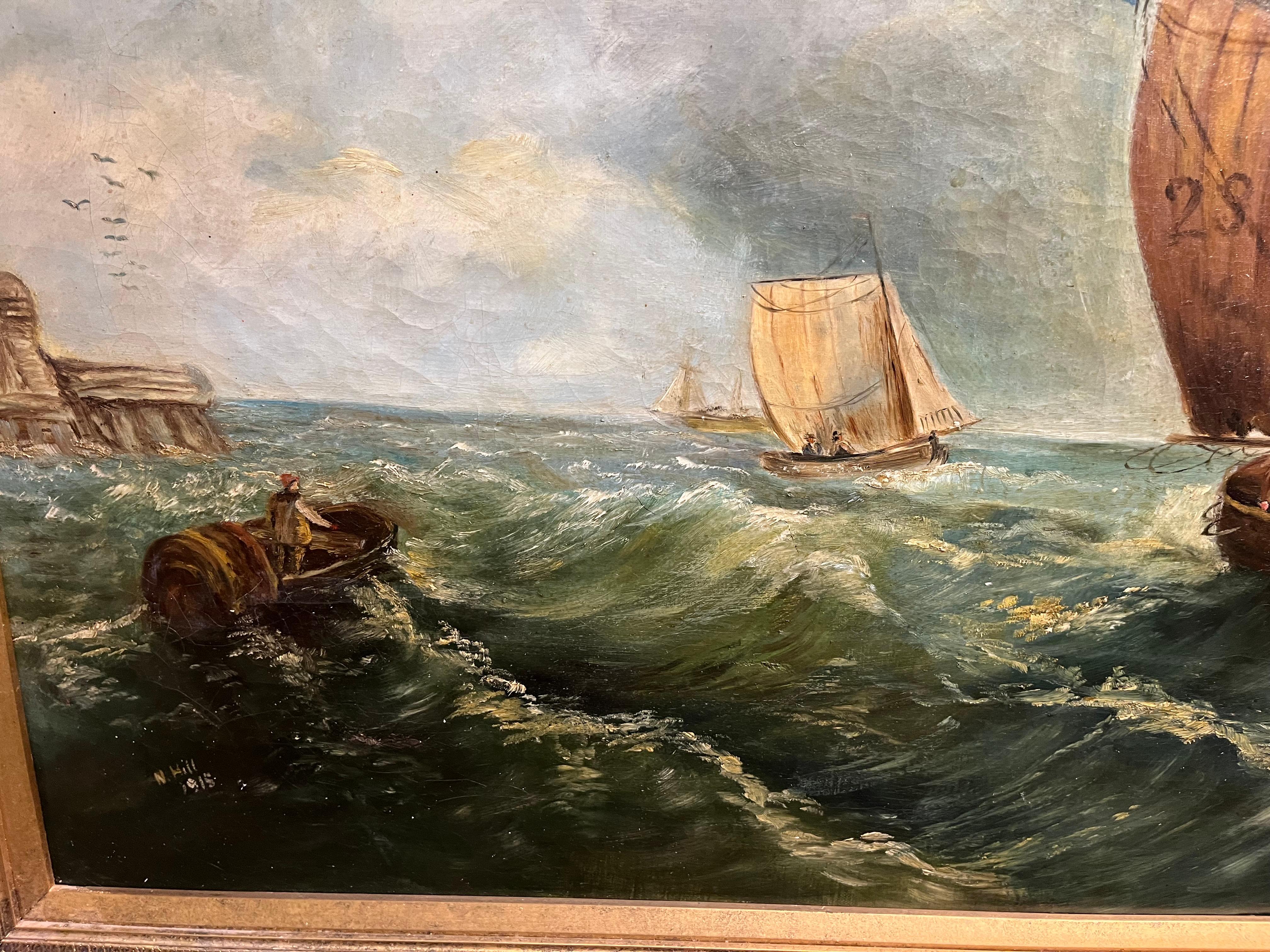GRAN MAESTRO Atribuido a Nathaniel Hill 1861 -1934 PINTURA AL ÓLEO MARCO DE ORO 17