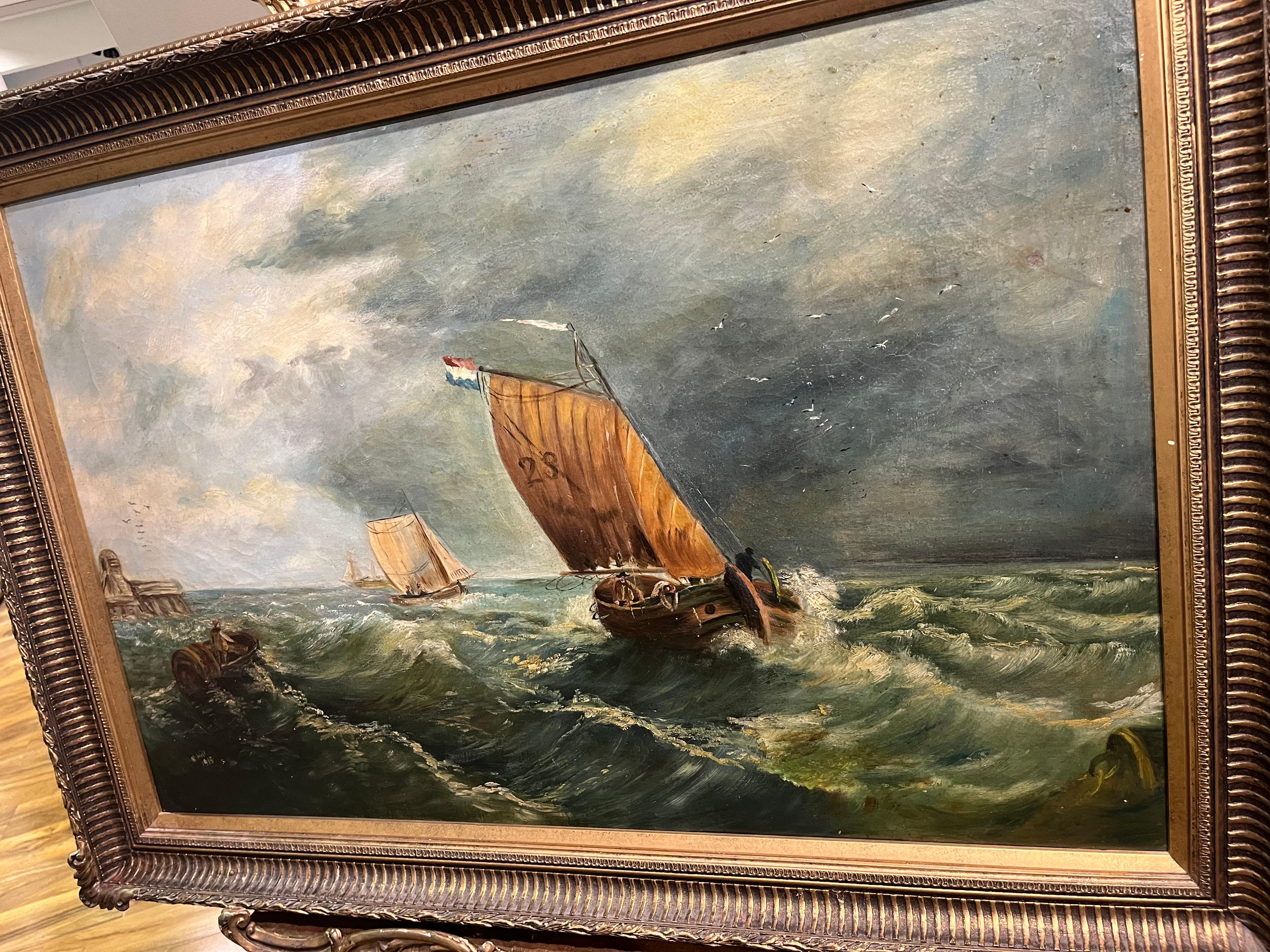 GRAN MAESTRO Atribuido a Nathaniel Hill 1861 -1934 PINTURA AL ÓLEO MARCO DE ORO 19