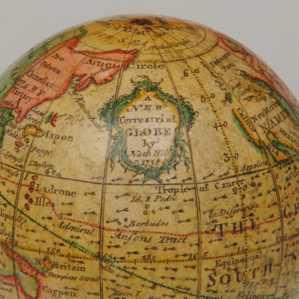 Shagreen Nathaniel Hill Pocket Globe, 1754