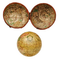 Antique Nathaniel Hill Pocket Globe, 1754