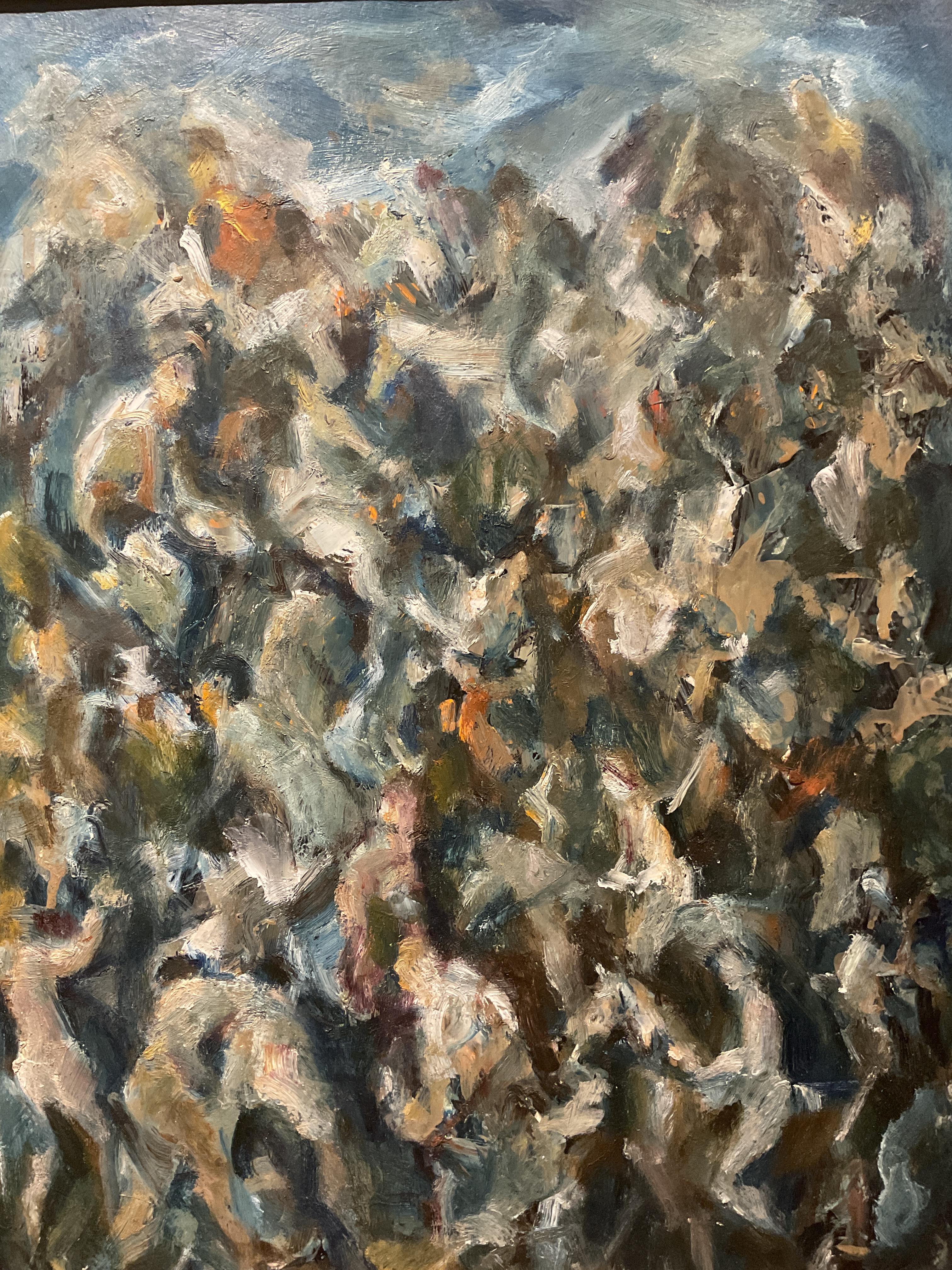 Vintage Modernist Abstrakt von aufgeführten Brooklyn NY Künstler Nathaniel Hoffman, 1966 im Angebot 1